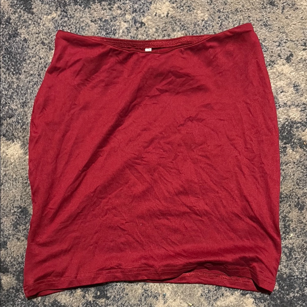 Red Knee-Length Casual Pencil Skirt